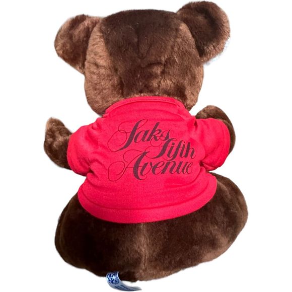 Saks Fifth Avenue Brown Teddy Bear Plush Steven Smith Red Shirt Stuffed Animal - Picture 3 of 16